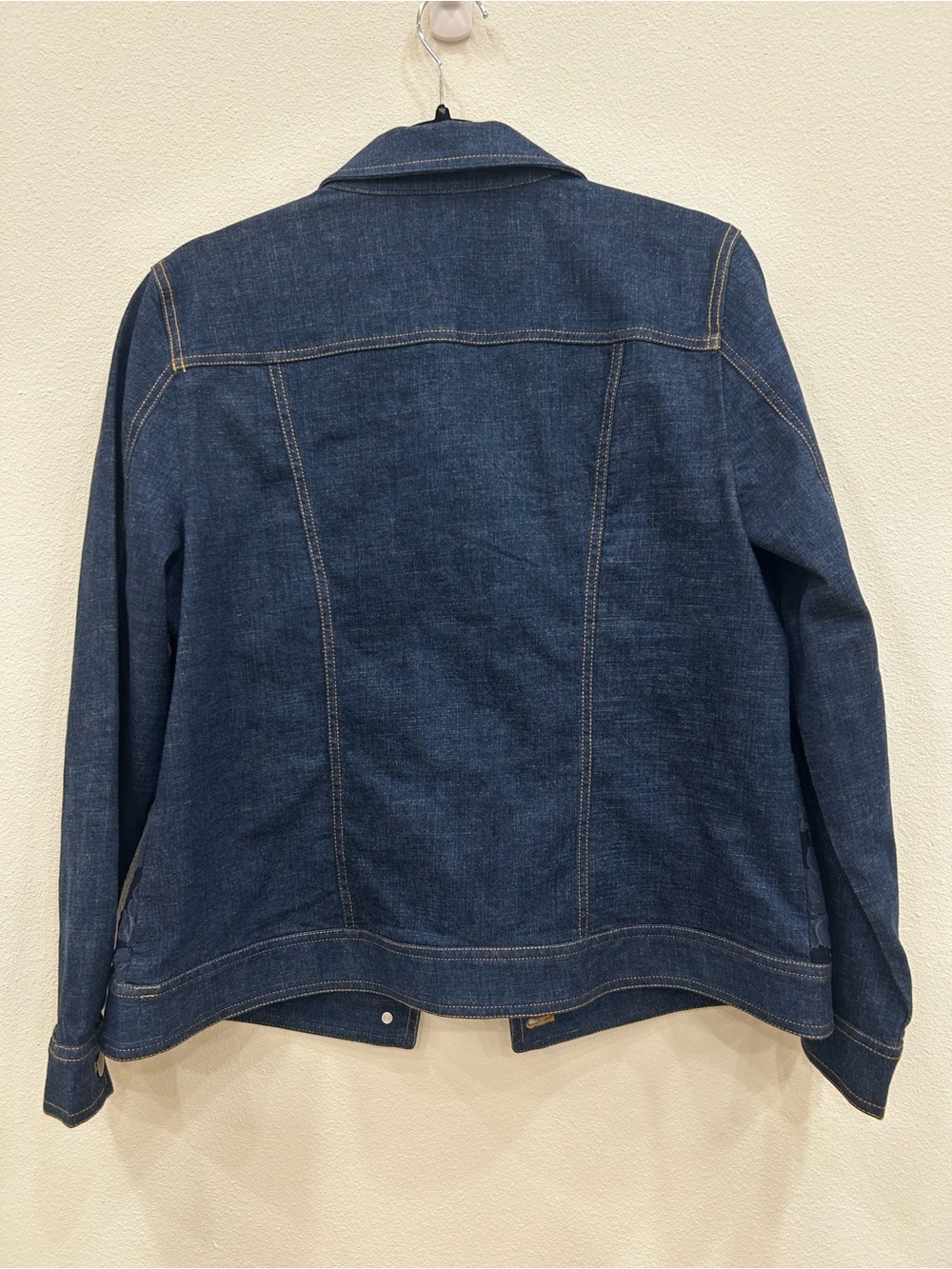 Chicos floral embroidered denim jean jacket sz 2 casual office classic feminine - Picture 6 of 6